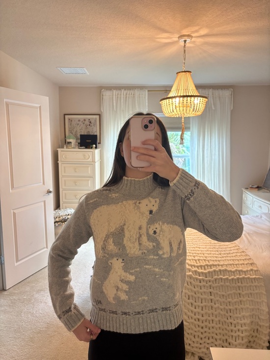 Lauren Ralph Lauren Sweaters - Lauren Ralph Lauren Gray Sweater | Hand Knit Vintage Lambswool Polar Bear